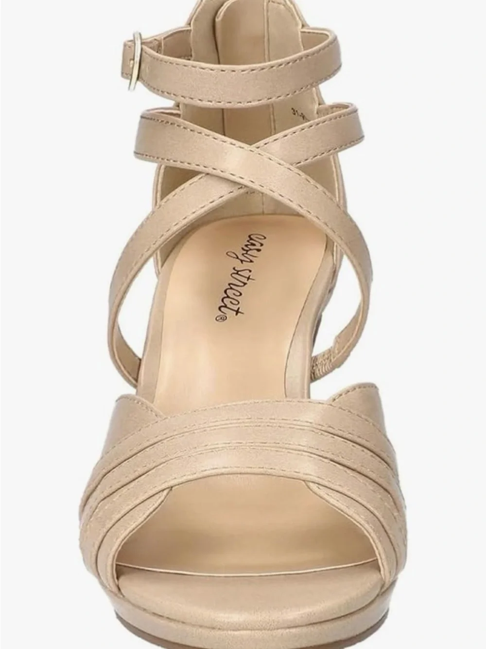 easy street Beige Strappy Mid-Heel Sandals - Picture 4 of 9